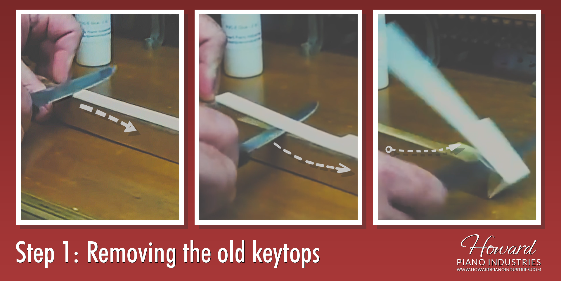 How to Replace Piano Keytops, Removing the old keytops.