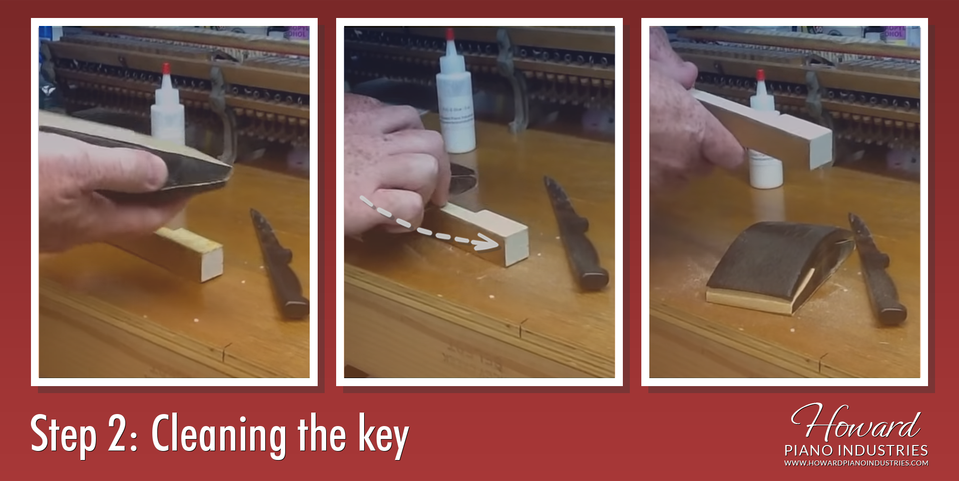 How to Replace Piano Keytops, Cleaning the key.