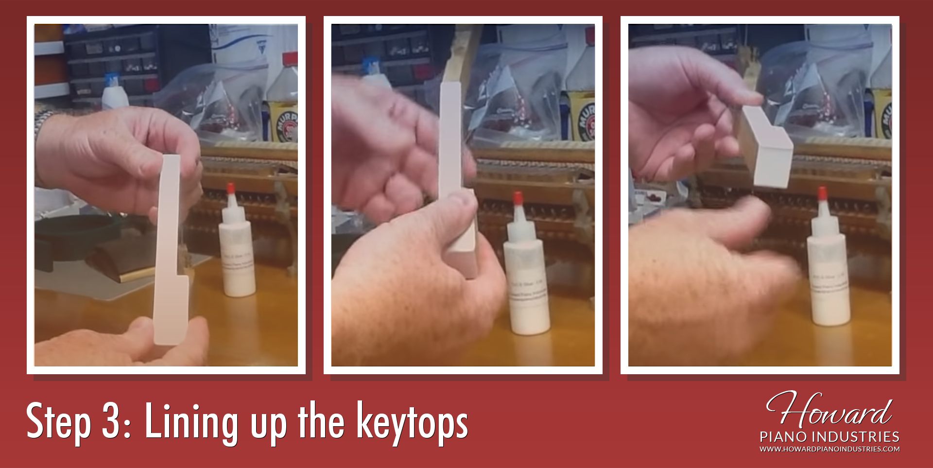 How to Replace Piano Keytops, Lining up the keytops.