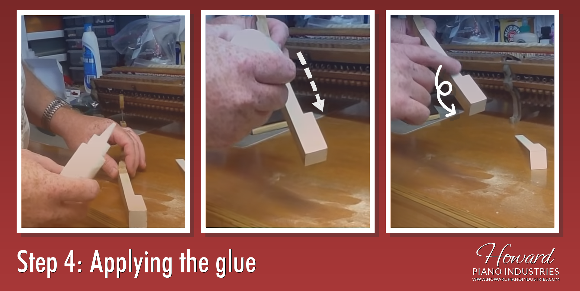 How to Replace Piano Keytops, Applying the glue.