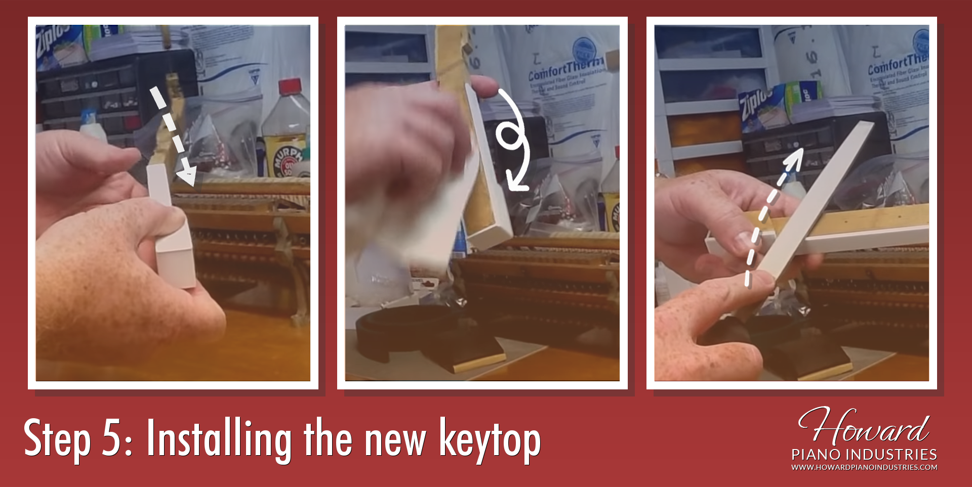How to Replace Piano Keytops, Installing the new keytop.
